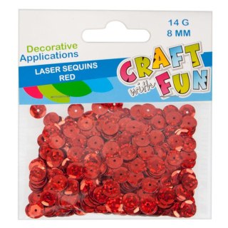 CEKINY LASER OKRĄGŁE 8 MM CZERWONY CRAFT WITH FUN 439336