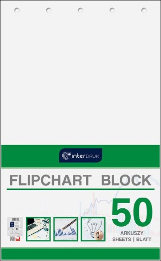 BLOK DO FLIPCHARTA 640X1000 50 KARTEK GŁADKI INTERDRUK 174428