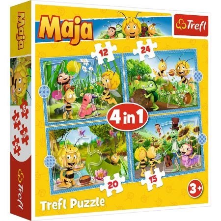 PUZZLE 4W1 PRZYGODY PSZCZÓŁKI MAI PUD TREFL 34356 TR