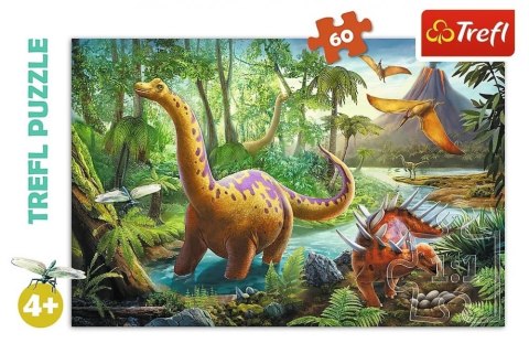 PUZZLE 60 ELEMENTÓW WĘDRÓWKA DINOZAURÓW TREFL 17319 TR