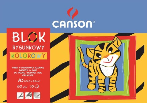 BLOK RYSUNKOWY KOLOROWY A3 80G 10ARK CANSON / 400075201 CANSON