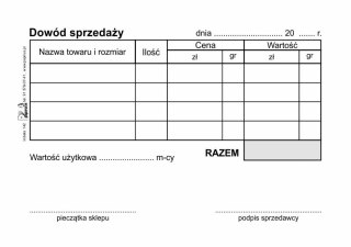 DRUK DOWOD SPRZEDAZY OBUWIA A7 PIR 142 OFFSET PAPIRUS