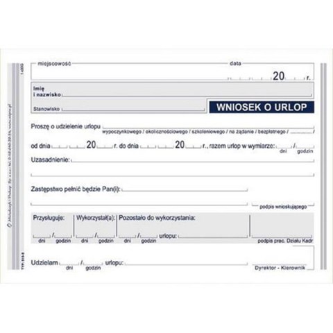 DRUK WNIOSEK O URLOP A6 MICHALCZYK&PROKOP 515-5 MICHALCZYK I PROKOP DRUK WNIOSEK O URLOP A6 MICHALCZYK&PROKOP 515-5 MICHALCZYK I PROKOP