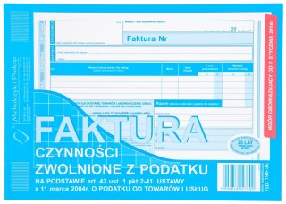 DRUKA FAKTURA CZYNNOŚCI ZWOLNIONE Z PODATKU A5 MICHALCZYK&PROKOP 198-3E MICHALCZYK I PROKOP