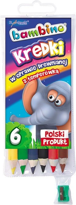 KREDKI 6 KOLORÓW BAMBINO W DREWNIE TEMPERÓWKA MAJEWSKI KR.6/15BAM ST. MAJEWSKI