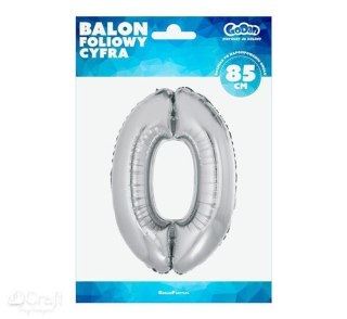 BALON CYFRA 0 85 CM SREBRNY GODAN GODAN