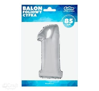 BALON CYFRA 1 85 CM SREBRNA GODAN GODAN