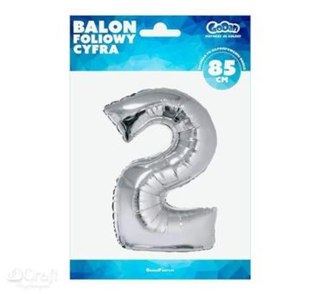 BALON CYFRA 2 85 CM SREBRNA GODAN GODAN