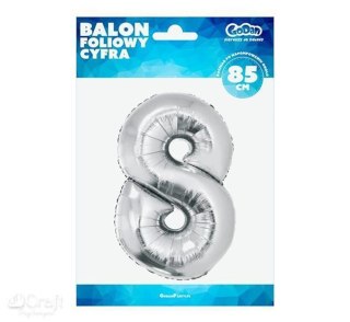 BALON CYFRA 8 35 CM SREBRNY GODAN GODAN