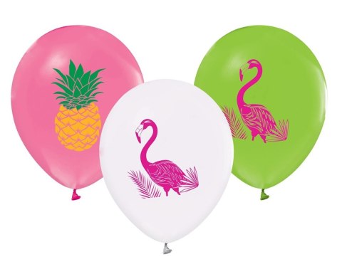 BALONY FLAMINGI I ANANASY, 12"/ 5 SZT. GODAN