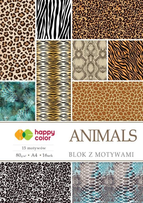 BLOK Z MOTYWAMI ANIMALS A4/15 1K 15MOTYW 80G HAPPY COLOR